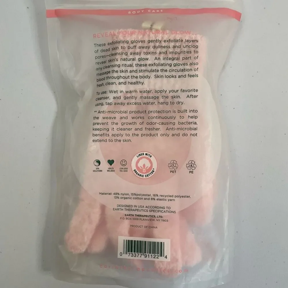 Earth Therapeutics| Exfoliating Hydro Gloves| Organic Cotton